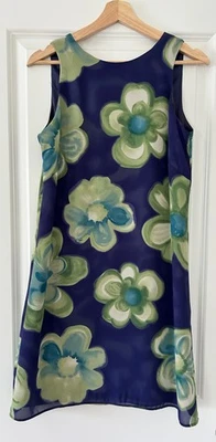 Vintage Floral Mini Dress Purple/Green/Blue by Positive Attitude - Sz 8 - Image 1 of 4