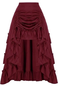 Falda Escarlata Oscuridad Mujer Renacimiento Alto-Bajo Abusto Talla Pequeña - Imagen 1 de 3
