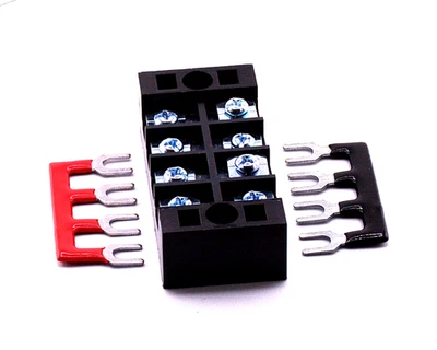 8 Position (2 by 4) HD 25A 600V  Barrier Terminal Block Strip w/ Cover + Jumpers - Image 1 of 4