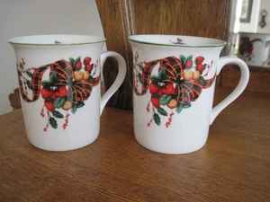 William James Taza de café de gres fino Navidad Tartán Cinta Guirnalda de frutas - Imagen 1 de 10