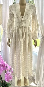 Vintage Ivory A-Line Dress Sheer Lace Size S Small Drawstring Cole Of California - Picture 1 of 6