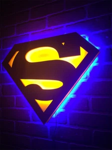 The Superman Logo LED Night Light Atmosphere Kid Room Wireless Remote Decorate - Picture 1 of 9