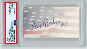 Rosa Parks Detroit Autographed 2 x 3.5 American Flag File Card PSA/DNA Authentic