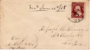 #26A-3 Centesimi 1857, 3L10i, trasferimento danneggiato, a J. Sherman, Waterbury, CT - 1858 - Foto 1 di 2