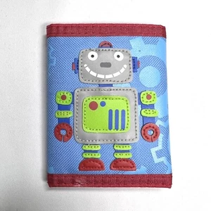 Stephen Joseph Wallet Robot Hook And Loop Trifold Blue Red Grey Green Gift EUC - Picture 1 of 6