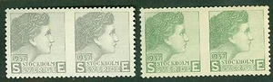 SCHWEDEN: Prüfstempel 1937, 2 Paar, dazwischen grau + grün imperf. (5) - Bild 1 von 1