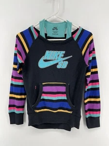 Nike SB Long Sleeve Skate Board Shirt Girls Size Medium Black Purple Pink Blue - Picture 1 of 8