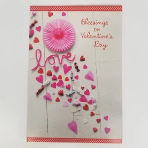 Valentinstag Postkarte rote Herzen Blumen ungepostet ungeteilt zurück 7 in Höhe x 5 W - Bild 1 von 6