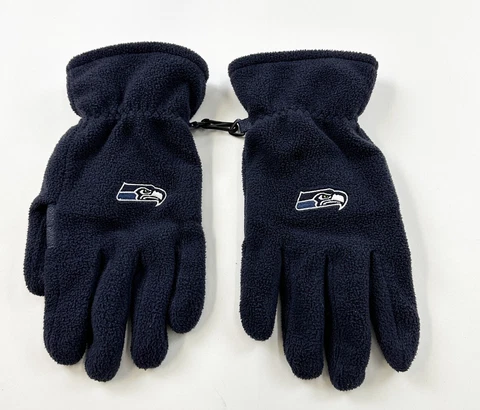 Seattle Seahawks Winter Gloves Mens Medium Blue Fleece Reebok Cover
