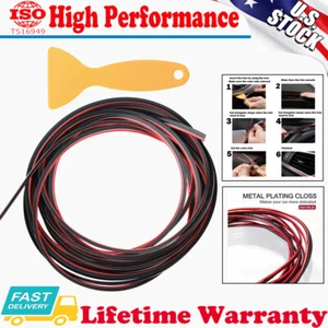 Car Interior Decor Red Point Edge Gap Door Panel Molding Line Trim Accessories - Picture 1 of 12