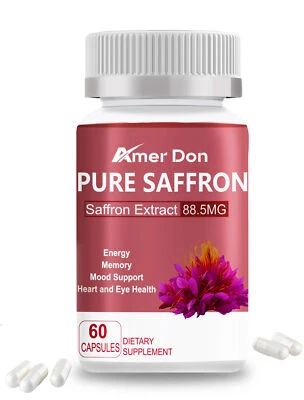 AMER DON Estratto di Zafferano 60 Capsule - 88,5mg Antiossidante Sollievo Stress e Supporto Umore