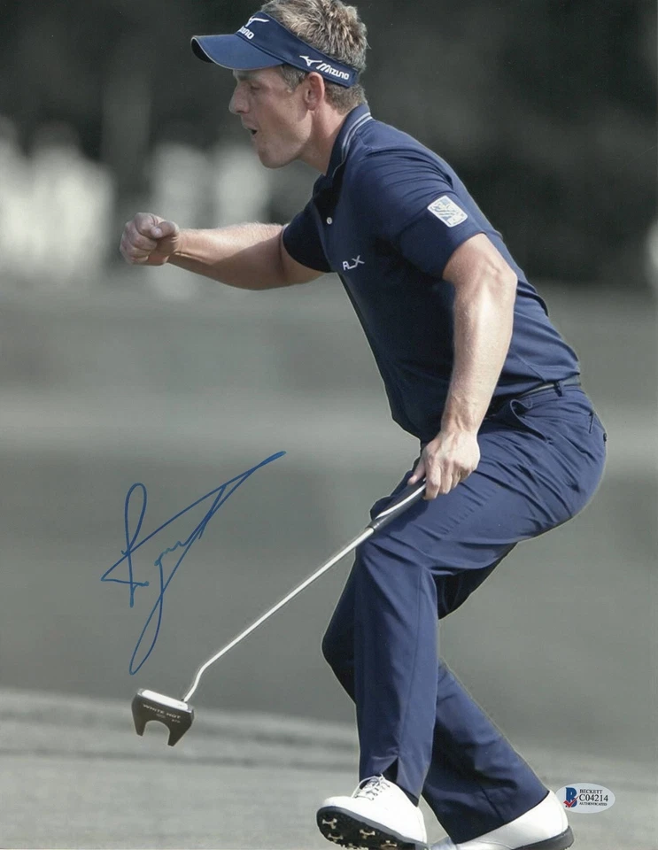 BOMBA DE PUÑO L@K FIRMADA POR LUKE DONALD AUTO PGA 11X14 FOTO BAJO CERTIFICADO DE AUTENTICIDAD BECKETT MASTERS  Foto 1 de 2