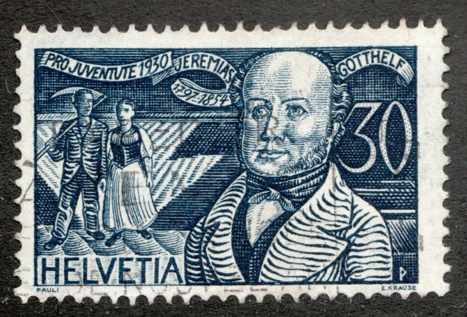 1930 Switzerland Sc #B56 - Jereemias Gotthelf novelist - Used stamp Cv$6 - Image 1 of 1