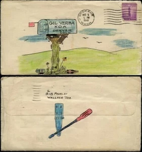 ELMORE GOSDEN 1941 CARTOON GIL VERBA KOA RADIO ALARM CLOCK CLUB PEN DRAWINGS ART - Picture 1 of 4