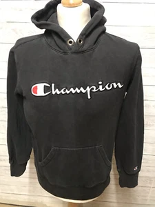 Sudadera con capucha Champion para hombre negra con logotipo talla pequeña - Imagen 1 de 5