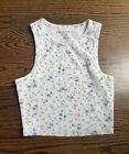 Aeropostale Women's Blue and White Floral Crop Top Size S