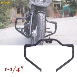 1-1/4" Black Highway Engine Guard Crash Bar For Harley Touring Street Glide 18up - Imagen 1 de 8