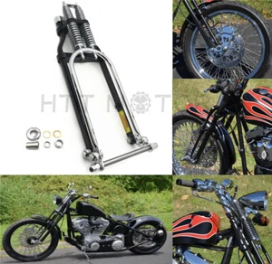 BOBBER BLACK CHROME CUSTOM SPRINGER FRONT END FIT STOCK HARLEY BIG TWINS - Picture 1 of 10