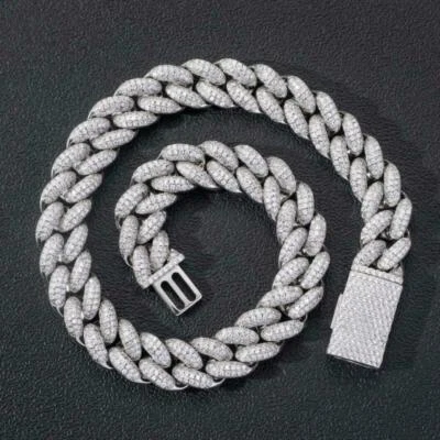 Mens Miami Cuban Link Iced Flooded CZ Hip Hop Bracelet Necklace A9022-W - Image 1 of 4