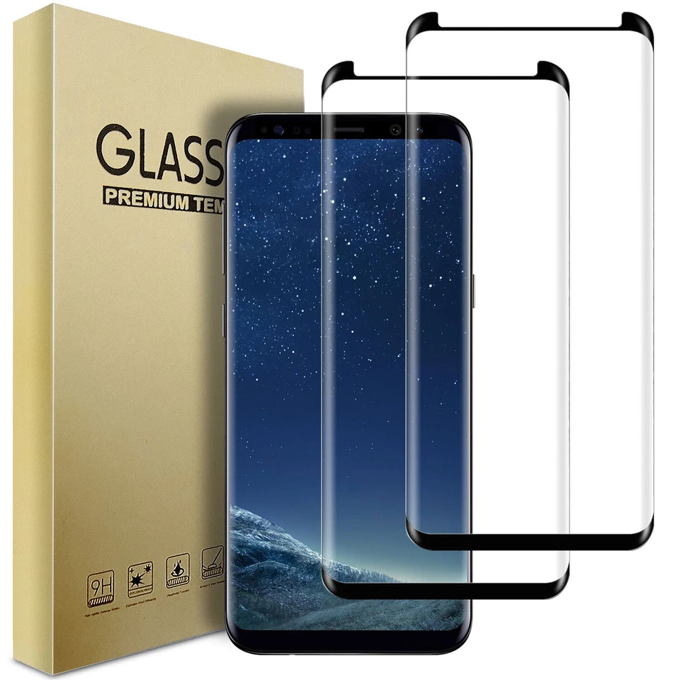 Paquete de 2 fundas protectoras de pantalla de vidrio templado transparente amigables para Samsung Galaxy Foto 1 de 4