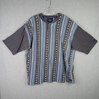 Vtg 90s Skater Hysteria Henley Shirt Mens 2XL USA Made Cotton Blue Gray Y2K - Image 1 of 4