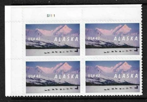 USA SC # 4374 Alaska Statehood , BLK4 Plate number . MNH - Picture 1 of 1