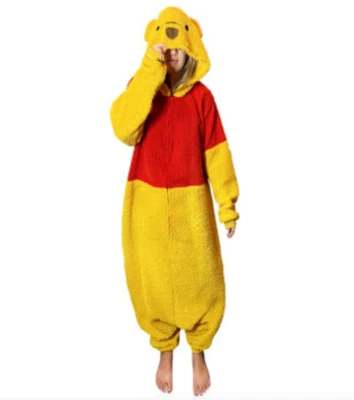 Winnie The Pooh Bear Union Suit Pajamas Women's Halloween Costume M L Disney NWT - Image 1 of 4