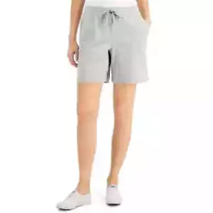 Karen Scott Pull-on Knit Shorts Smoke Grey Heather SZ L - Picture 1 of 3
