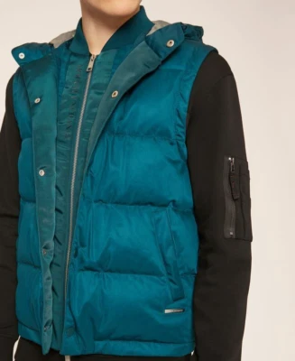 Armani Exchange Men's Hooded Turtleneck A|X Logo Puffer Vest Full Zip Jacket New - Image 1 of 4