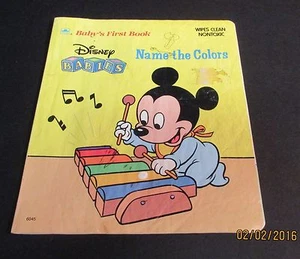 Primeros libros para bebés de Disney.: Disney Babies Name the Colors 1987 (toallitas limpias) - Imagen 1 de 5
