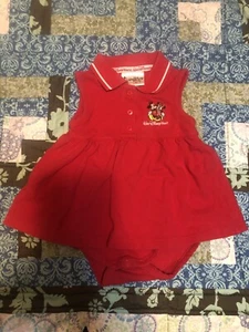 Vintage Red Mickey Minnie Mouse Dress Romper Disney Store Polo Shirt Dress 24mo - Picture 1 of 4