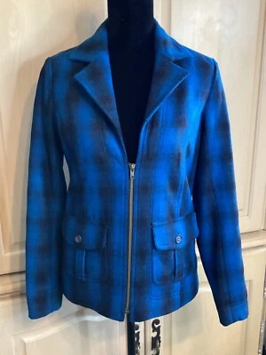 Chaqueta de lana a cuadros Sahalie azul negro talla XSM Foto 1 de 4