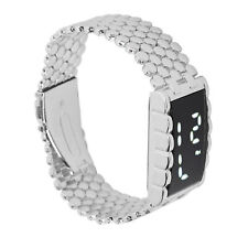 LED Watch Open Buckle Strap Rectangular Dial Digital For Activities(Silver )