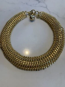 Anne Klein Rare Vintage Couture Five Chain Link Toggle Necklace Gold Tone - Picture 1 of 4
