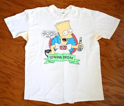 Camisa Bart Simpson Vintage Años 90 Corona Botella de Cerveza Puntada Única Dibujos Animados Para Hombres XL Foto 1 de 4