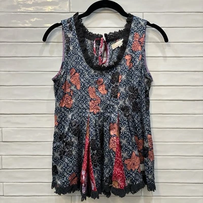 Odd Molly 100% Silk Pleated Blouse - Blue, Pink, White - Women’s S - Image 1 of 4