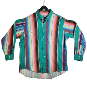 VTG Wrangler Cowboy Cut Button Shirt XL 18 35 Stripes USA Cotton Brushpopper? - Picture 1 of 18