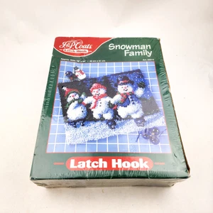 Vintage J&P Coats Snowman Family Trio Latch Hook Art # 25513 Sealed Box - Picture 1 of 6
