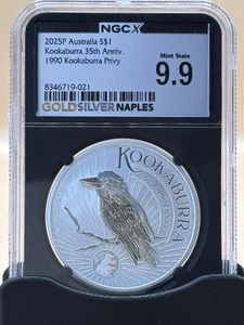 2025P Australia S$1 Kookaburra 25th Ann 1990 Kookaburra Privy MS69 Low Mint - Picture 1 of 2