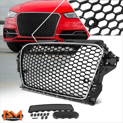 For 14-16 Audi A3 Quattro S3 RS3 Front Grille Assembly w/Parking Sensor Holes - Image 1 of 4
