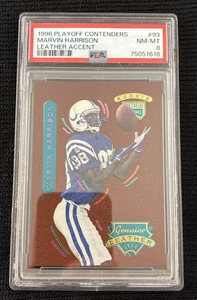 Playoff Contenders #93 1996 Marvin Harrison acento de cuero RC PSA 8 - Imagen 1 de 2
