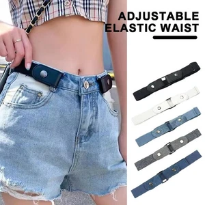 Cintura elástica ajustable de lona cinturón invisible cinturones sin hebilla/ - Imagen 1 de 21