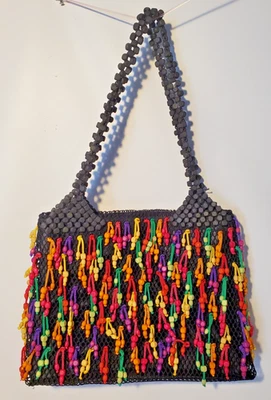 Деревянный бисером с подкладкой молнии сумочки цветной бахрома конфетти многоцветный Марди Гра - Изображение 1 из 4