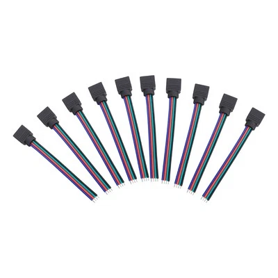 10Pcs 4 Pin Male Female Connector Wire Cable For 3528 5050 SMD LED Strip Light - Image 1 of 4