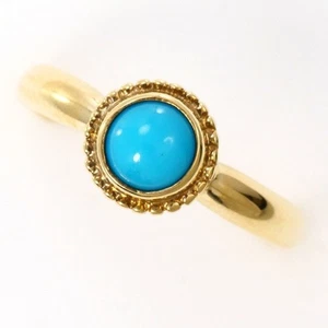 Jewelry K9Yellow gold ring 10Japan size Turquoise About1.7g Free shipping Used - Picture 1 of 6