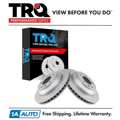 Par trasero TRQ Performance de rotor de freno perforado ranurado recubierto para Audi VW Foto 1 de 4