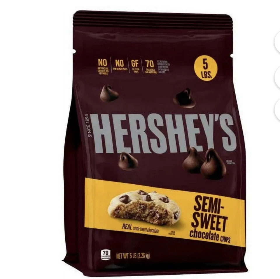 Mini chips de chocolate semidulces Hershey’s bolsa a granel de 5 libras para hornear postres bocadillos Foto 1 de 1