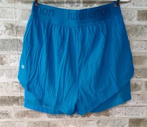 Lululemon Athletica Logo Waistband HR Train Short Poolside Blue Womens Sz 8🔥🔥 - Picture 1 of 4