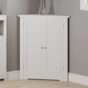 3 Shelf Corner Cabinet Storage Cupboard with Shutter Doors Adjustable Shelves - Imagen 1 de 4