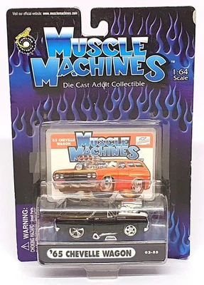 Muscle Machines 1/64 Scale 71161 02-55 - 1965 Chevy Chevelle Wagon - Black - Image 1 of 4